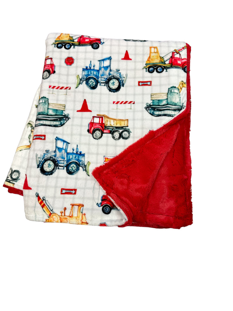 Construction Vehicles • Toddler Sized Minky Blanket
