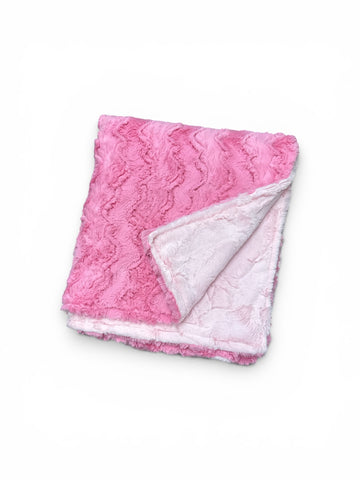 Baby Pink+Bubblegum •Duo• Toddler Sized Minky Blanket