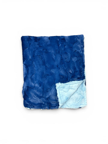 Baby Blue+Royal •Duo• Toddler Sized Minky Blanket