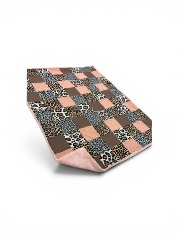 Cheetah • Patchwork • Baby Sized Minky Blanket