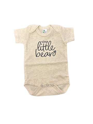 Tiny little bean • oatmeal baby bodysuit