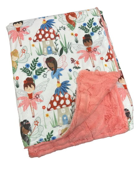 Pixie Fairy Garden Toddler Sized Minky Blanket