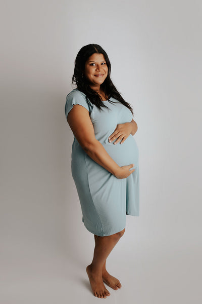 Ribbed Blue Bird Labor and Delivery Nursing Hospital Gown