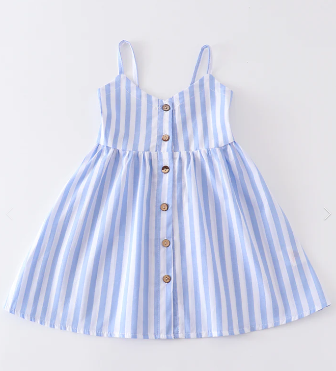 Blue Stripe Button Down Dress