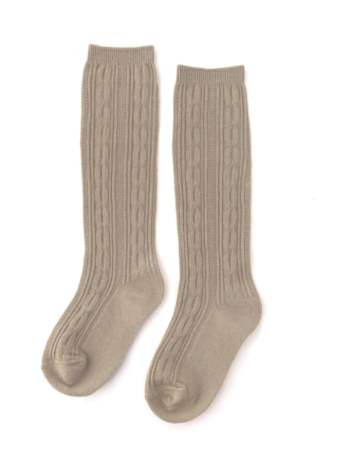 Oat cable knit knee high socks