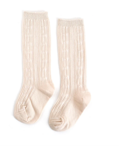Vanilla cable knit knee high socks