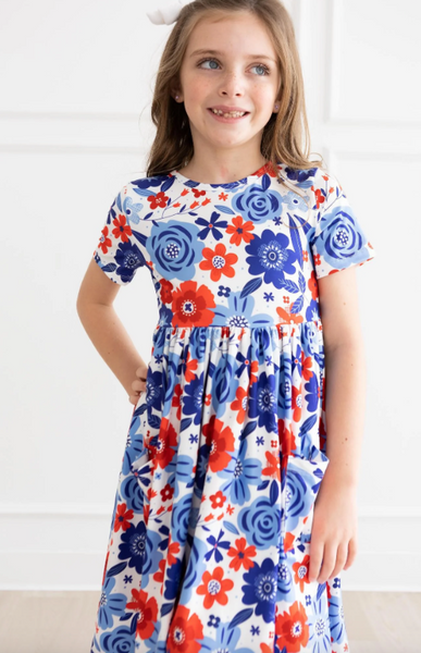 Happy 4th Floral S/S Pocket Twirl Dress