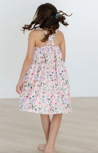 Butterfly Meadows Ruffle Cross Back Dress