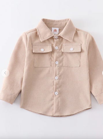 Beige Corduroy Shacket