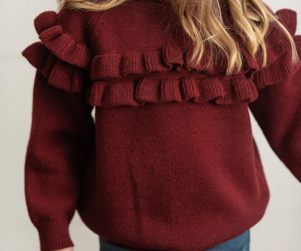 Wine Ruffle Sweater