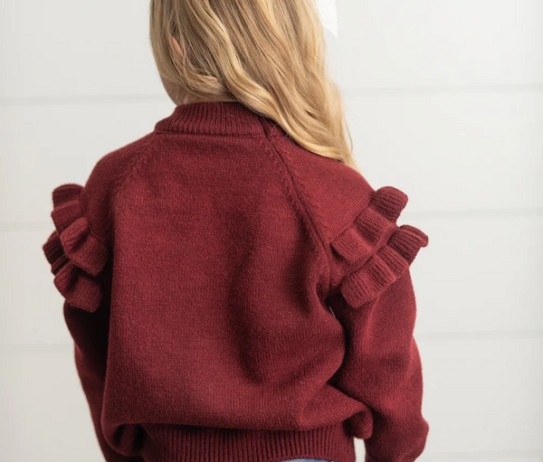 Wine Ruffle Sweater