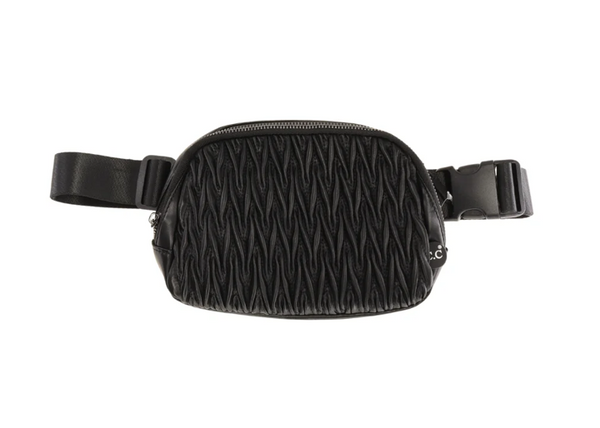 Pleated Faux Leather C.C Belt Bag