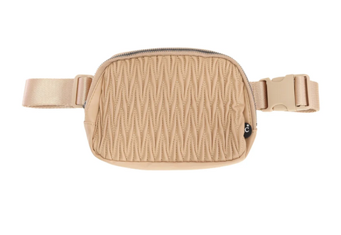 Pleated Faux Leather C.C Belt Bag