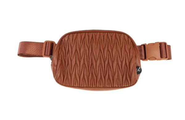 Pleated Faux Leather C.C Belt Bag