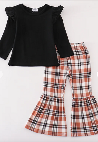 Rust Plaid Bell Bottom Set