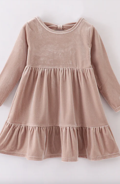 Champagne Velvet Tiered Dress