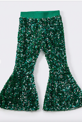 Green Sequin Bell Bottoms