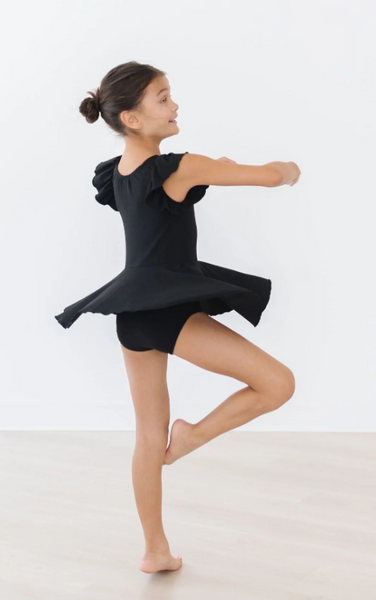 BLACK S/S TWIRL LEOTARD