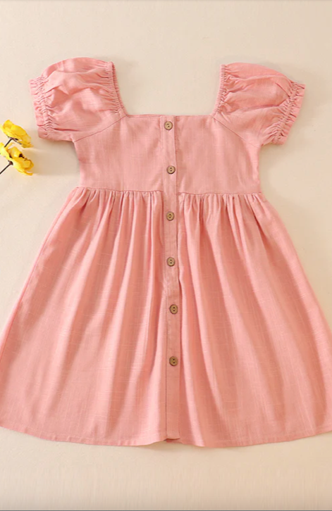 Pink Linen Button Down Dress