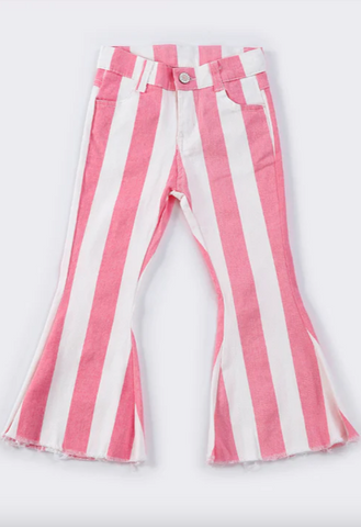 Pink Stripe Bell Bottom Denim