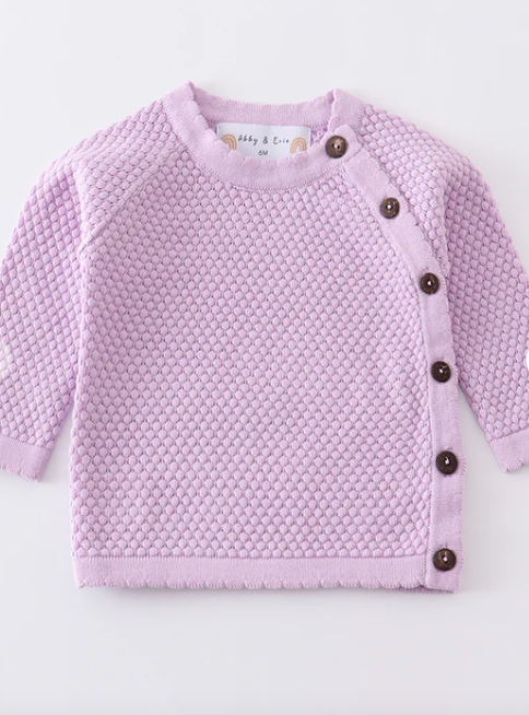 Lilac Side-Button Sweater