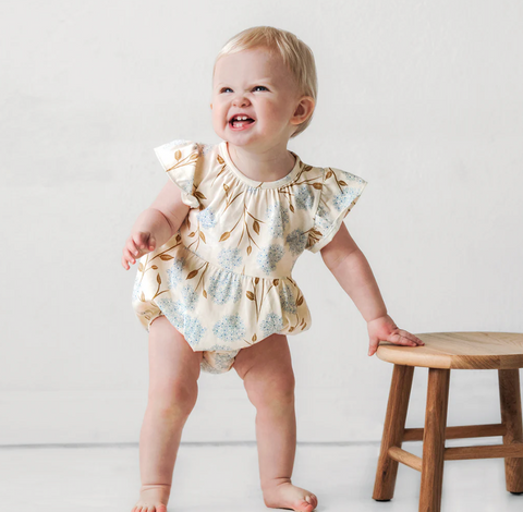 Flutter Sleeve Romper - Hydrangea