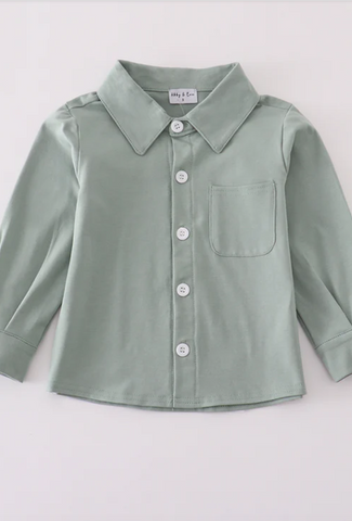 Sage Button Up L/S