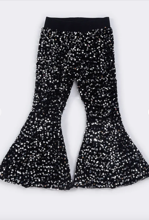 Black Sequin Bell Bottoms