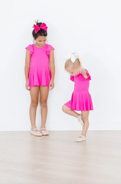 Hot Pink S/S Twirl Leotard
