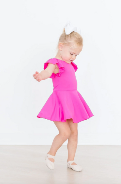 Hot Pink S/S Twirl Leotard