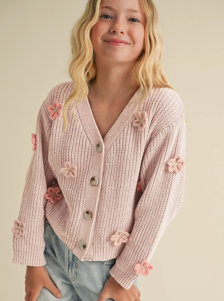 TWEEN GIRLS FLORAL CARDIGAN (7-14)