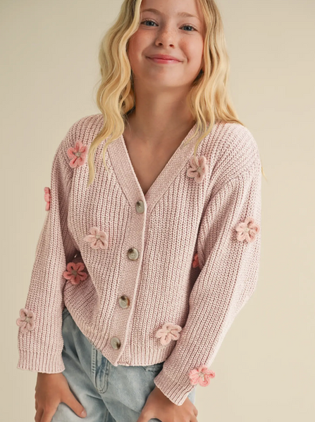 TWEEN GIRLS FLORAL CARDIGAN (7-14)