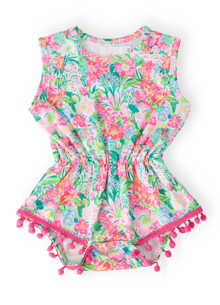 Preppy Petals Pom Pom Romper