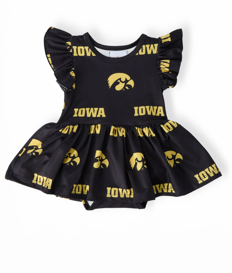 Iowa Hawkeyes White Flutter Sleeve Bodysuit