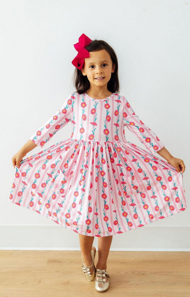 Daisy Chain 3/4 Sleeve Pocket Twirl Dress