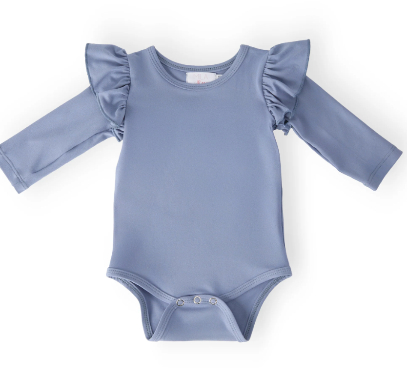Dusty Blue L/S Flutter Bodysuit