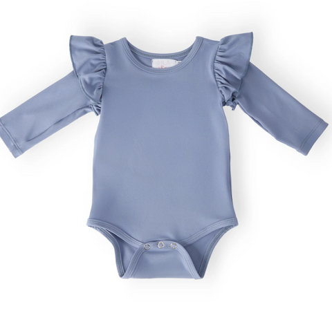 Dusty Blue L/S Flutter Bodysuit