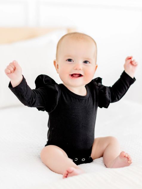 Black L/S Flutter Bodysuit
