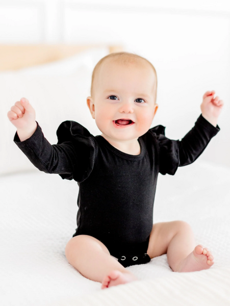 Black L/S Flutter Bodysuit
