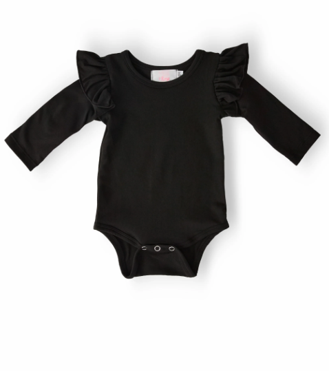 Black L/S Flutter Bodysuit