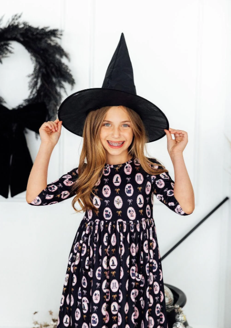 Hocus Pocus 3/4 Sleeve Pocket Twirl Dress