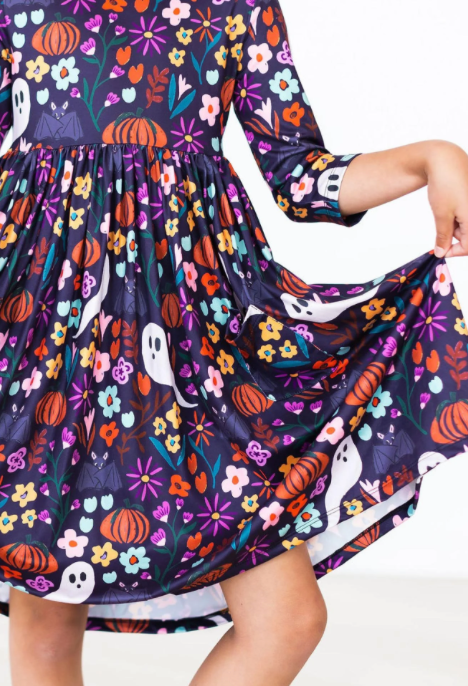 Fangtastic 3/4 Sleeve Pocket Twirl Dress