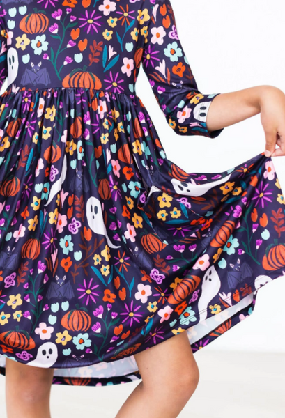 Fangtastic 3/4 Sleeve Pocket Twirl Dress