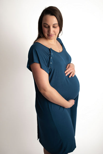 Navy Blue Mommy Labor and Delivery Nursing Hospital Gown