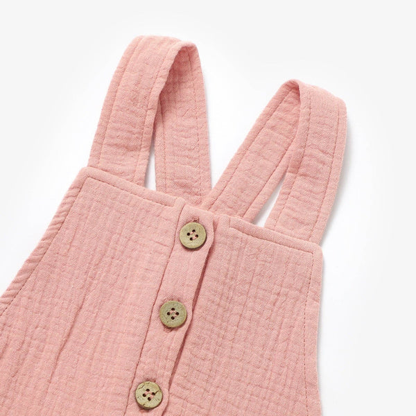 The Darcy - Sweet Pink- Organic Muslin Adjustable Overalls