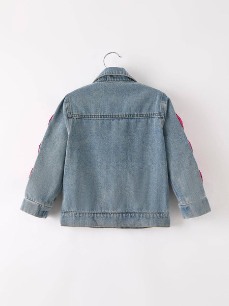 Denim Pink Sequined Jacket