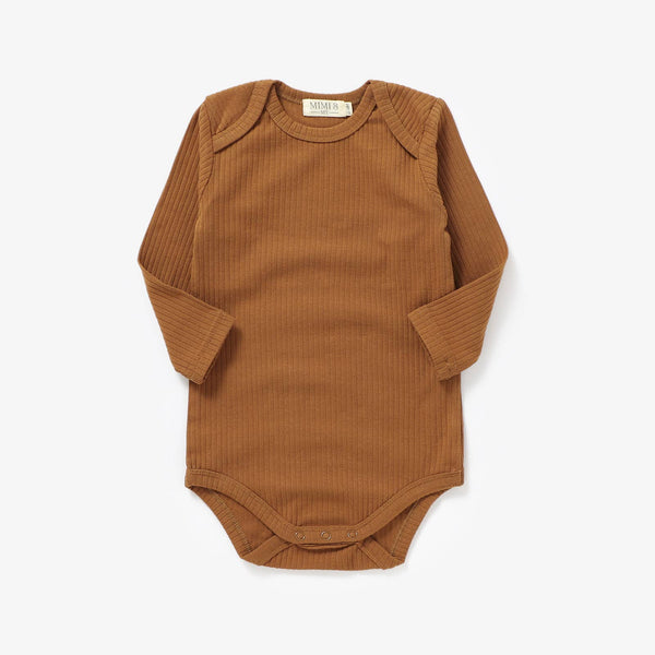 The Coby - Burnt Umber- Long sleeved organic cotton bodysuit
