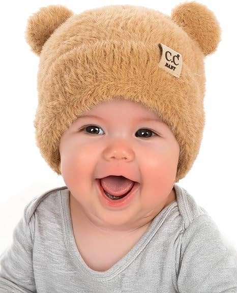 C.C Infant Teddy Bear Ears Beanie - Camel