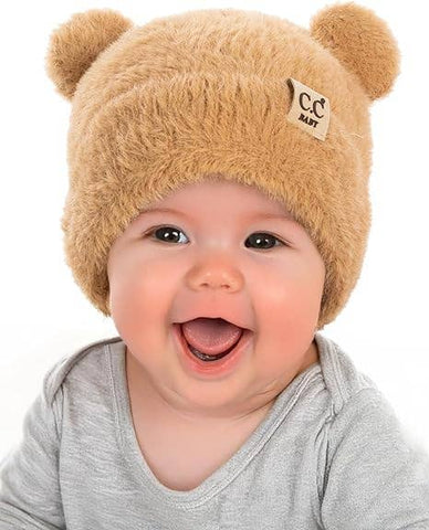 C.C Infant Teddy Bear Ears Beanie - Camel