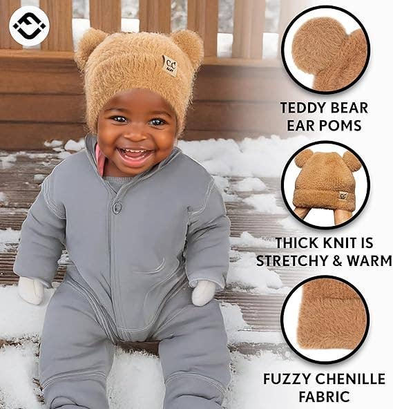 C.C Infant Teddy Bear Ears Beanie - Camel